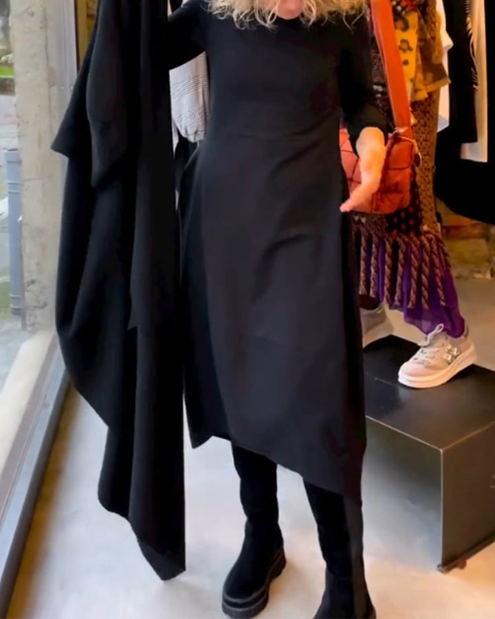 Catherine™ - Black Midi Dress with Pockets