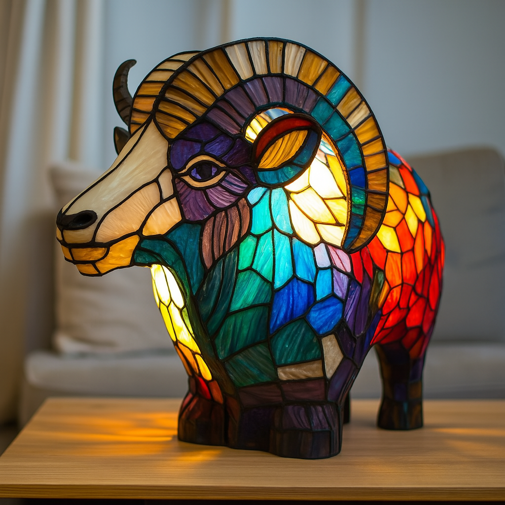 Bijou | Magical Goat Lamp in Colourful Glass