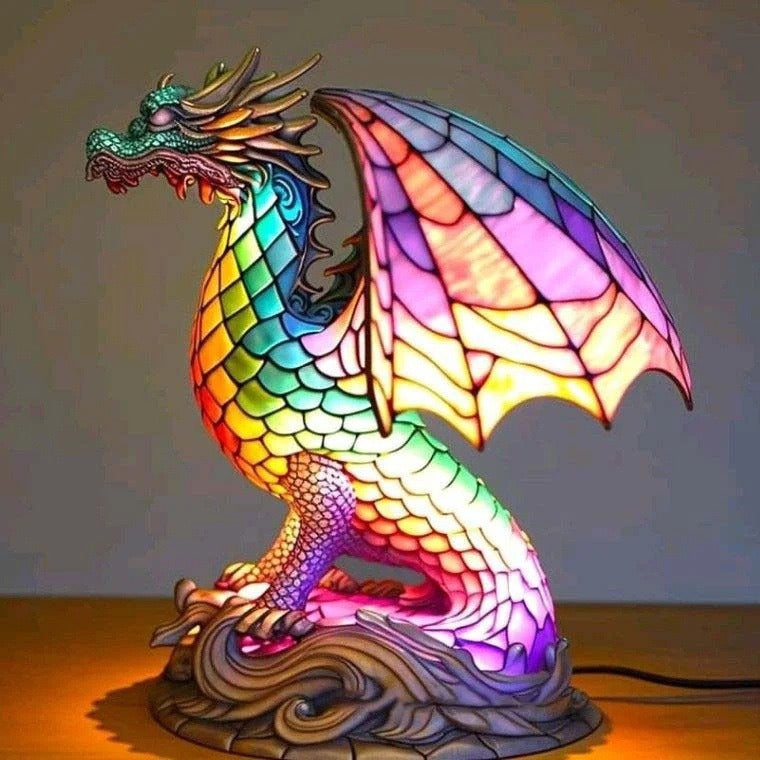 Ignis | Colourful Glass Dragon-Shaped Magic Lamp
