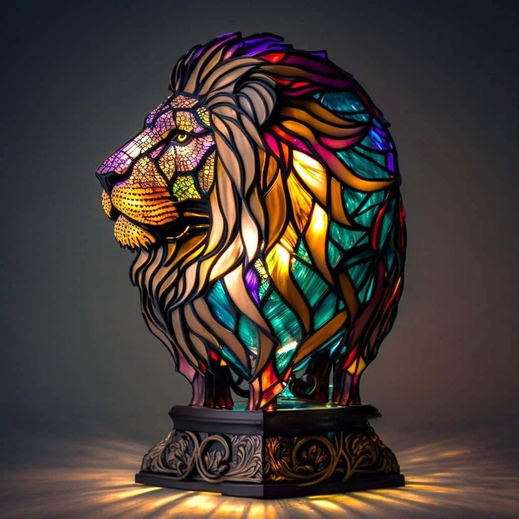 Simba | Magic Lion Lamp in Colourful Glass