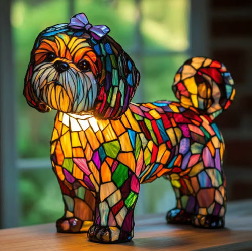 Nina | Magical Colourful Glass Dog Lamp