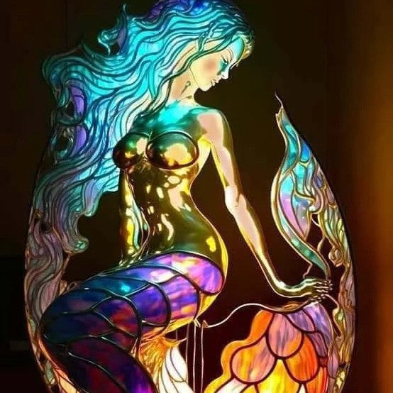 Arielle | Magical Mermaid Lamp with Coloured Glass