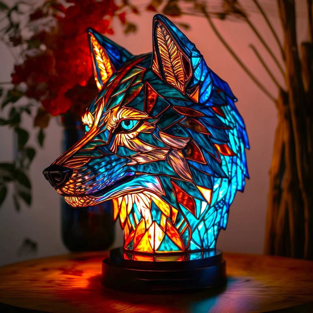 Blaze | Coloured Glass Wolf Magic Lamp
