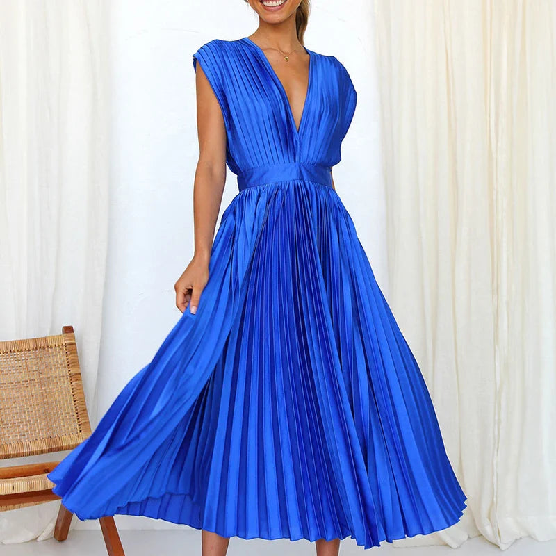 Angelica™ - Elegant Sleeveless Pleated Dress