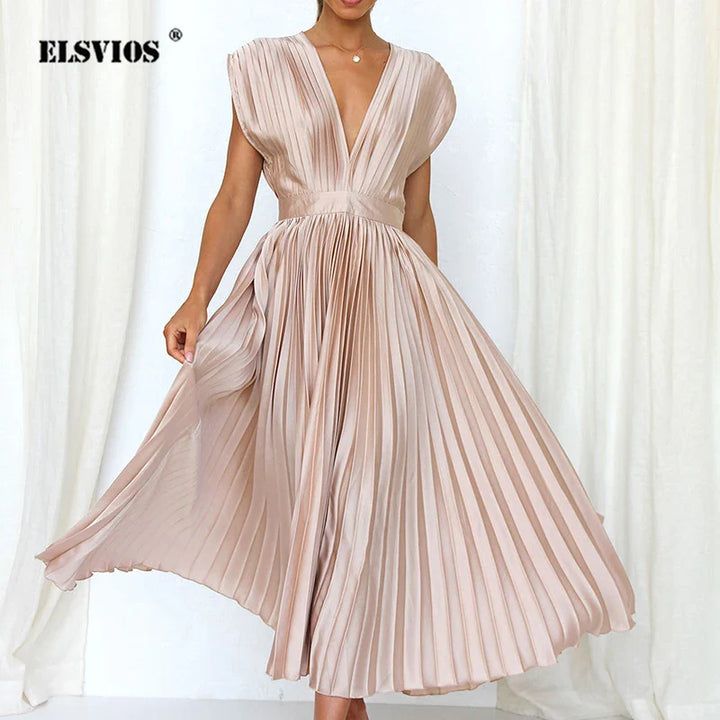 Angelica™ - Elegant Sleeveless Pleated Dress