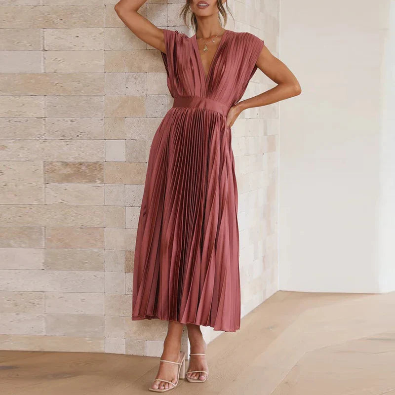 Angelica™ - Elegant Sleeveless Pleated Dress