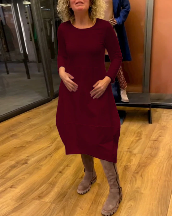 Catherine™ - Black Midi Dress with Pockets