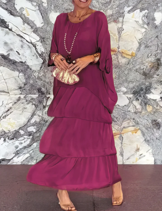 Linnea™ - Loose Fit Maxi Dress with Round Neck
