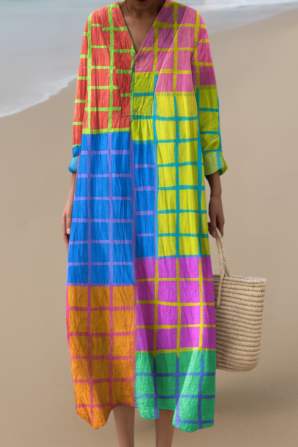 Charlene™ - Colourful Grid Maxi Dress