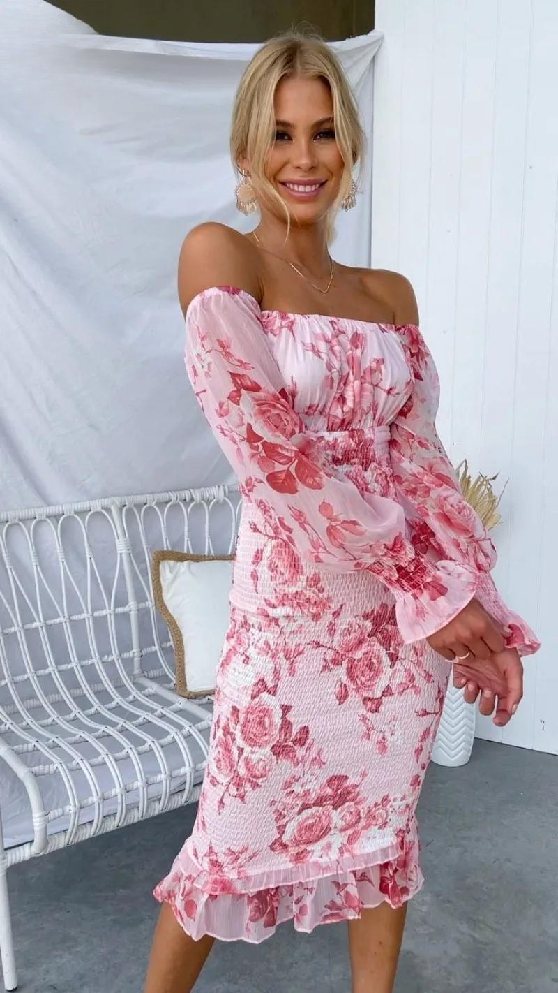 Jennifer™ - Off Shoulder Midi Dress