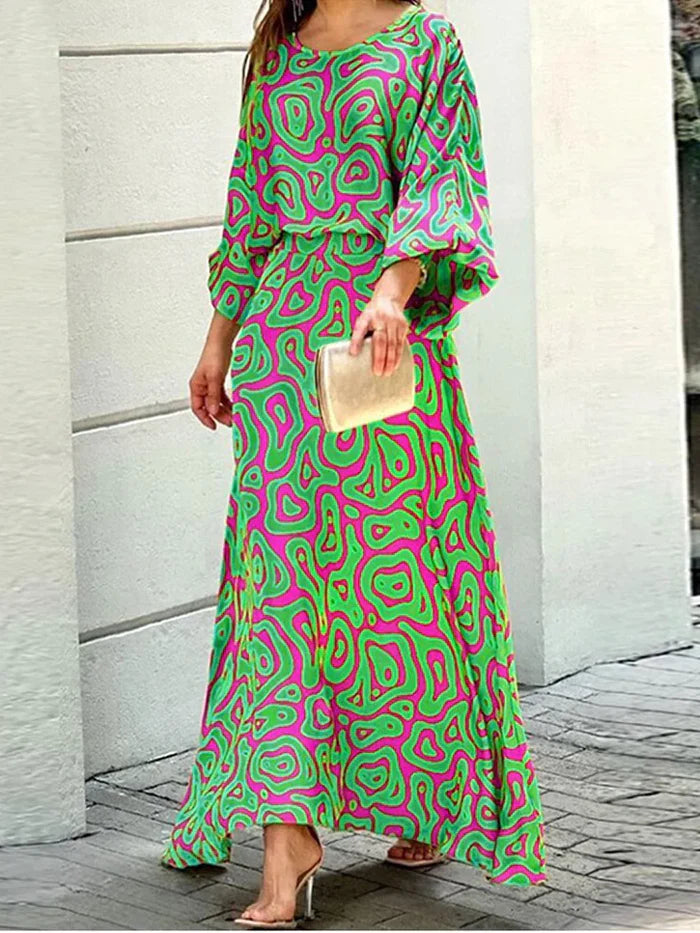 Sanne™ – Geometric Print Maxi Dress