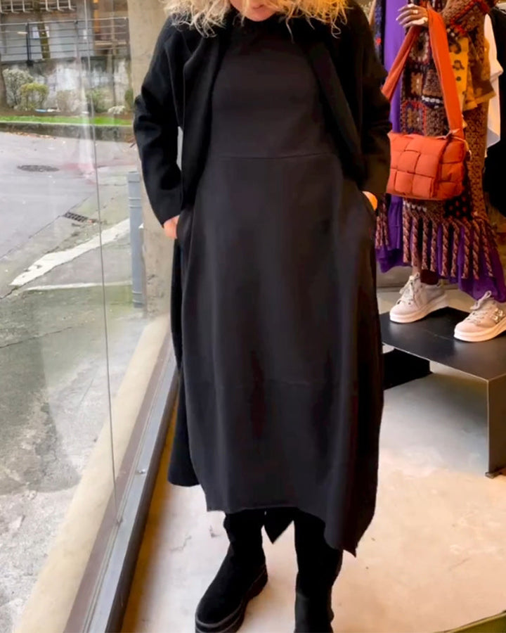 Catherine™ - Black Midi Dress with Pockets