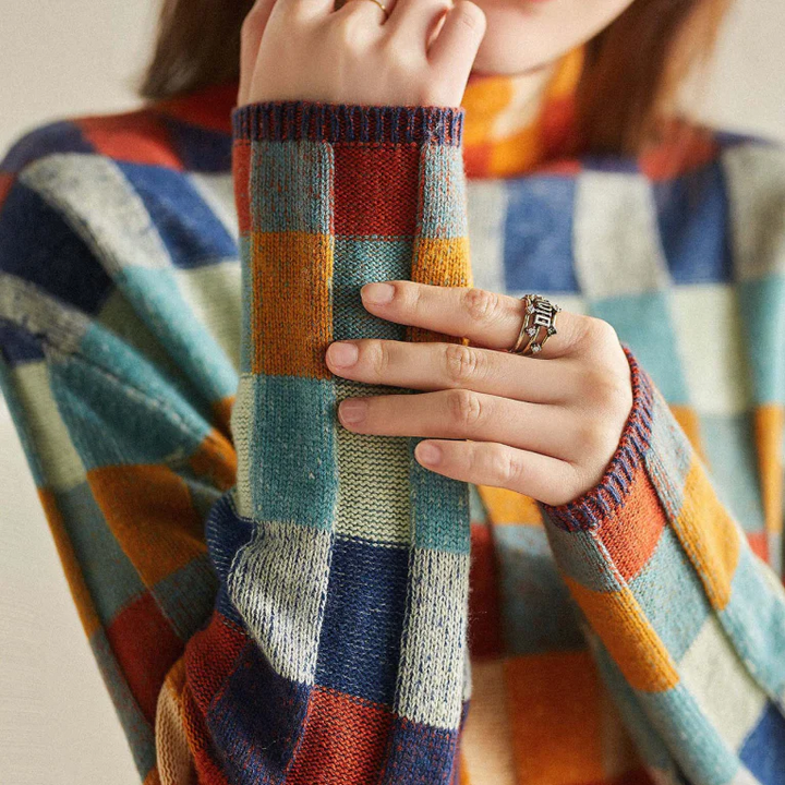 Caroline™ - Premium Patchwork Turtleneck Couture