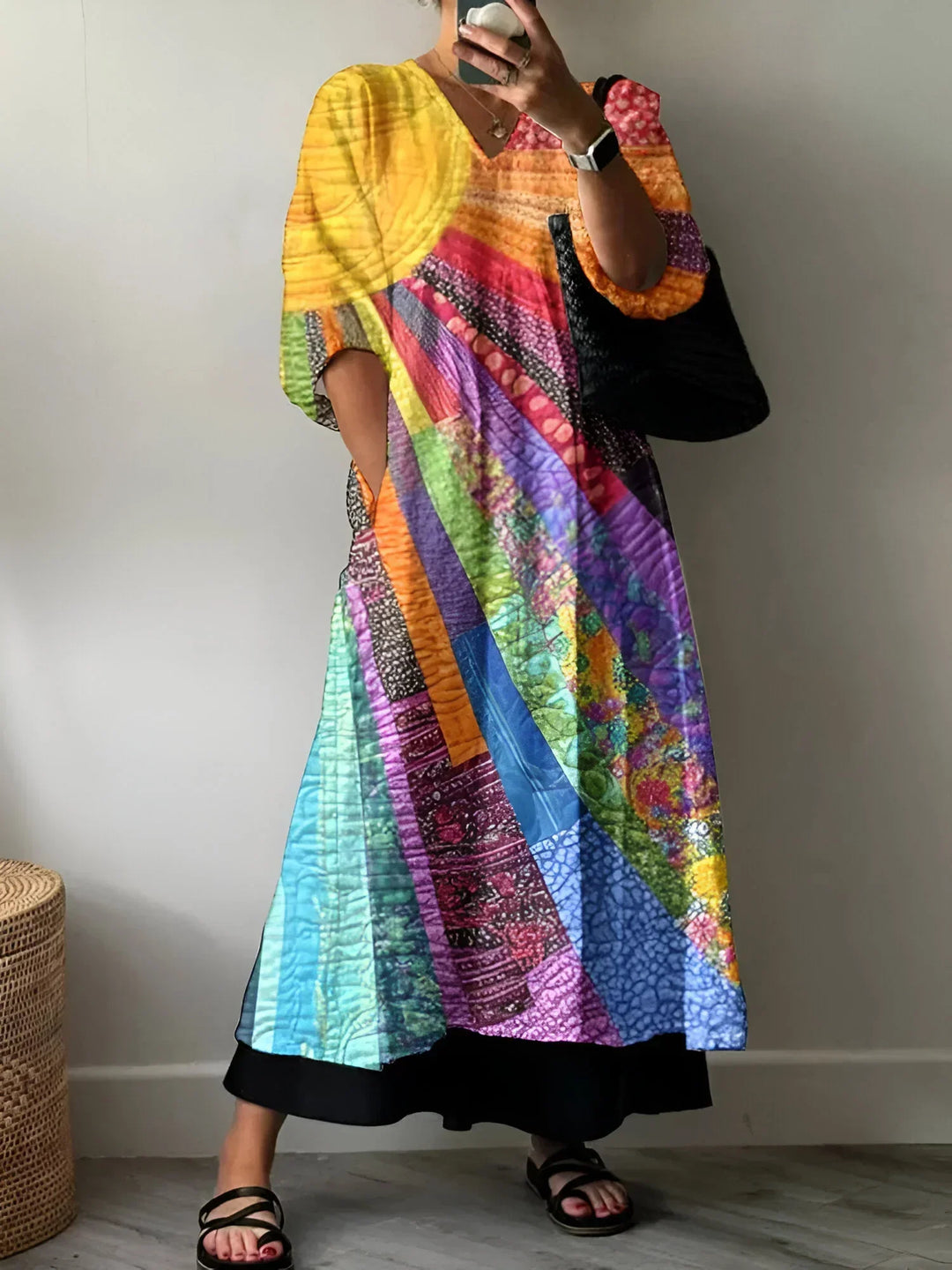 Kimberly™ - Colourful Patchwork Maxi Dress