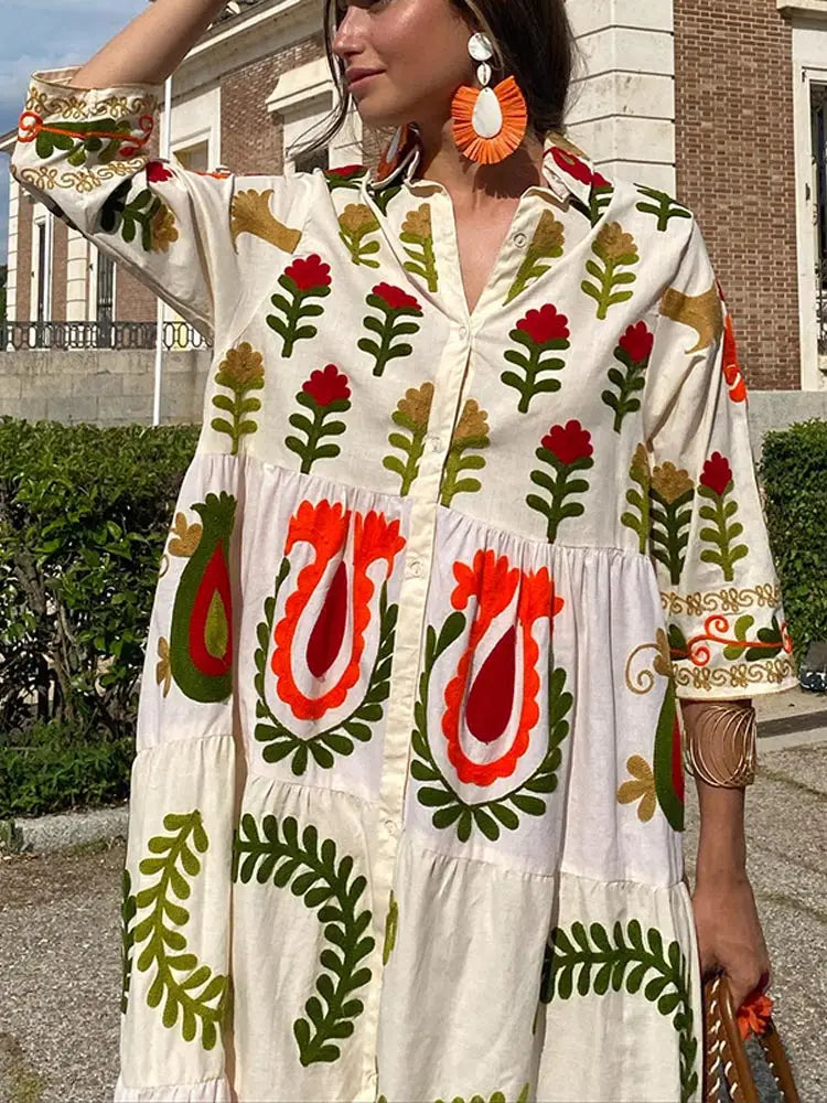 Molina™ - Elegant Vintage Print Dress