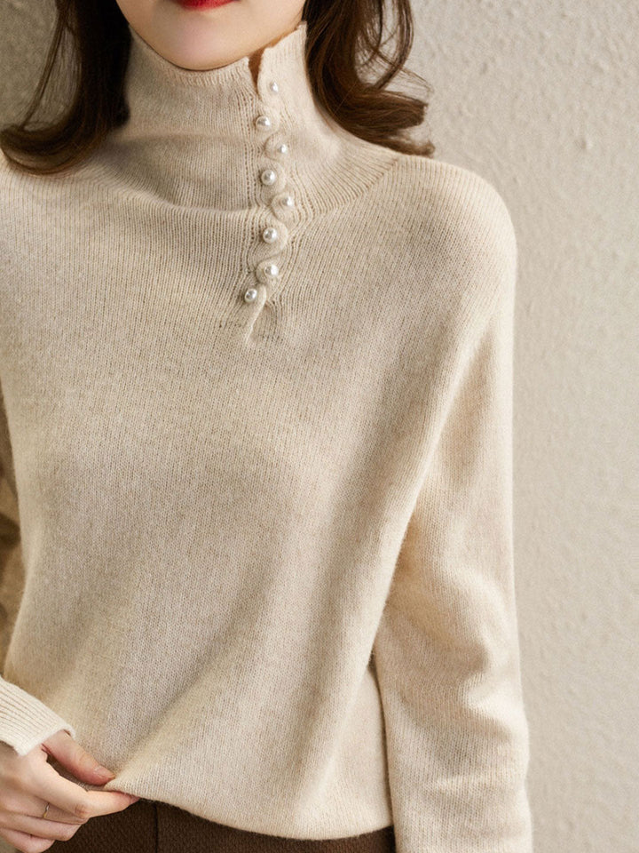 Janet™ - Vintage Buttoned Turtleneck Knitted Jumper