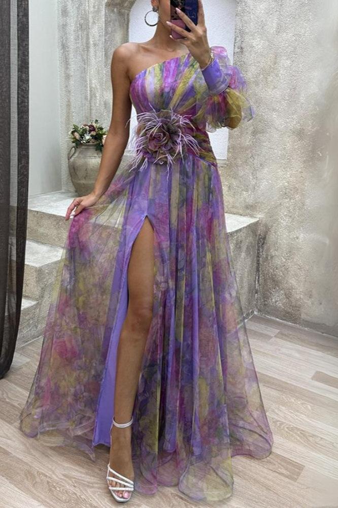 Maria™ - Floral Asymmetrical Maxi Dress