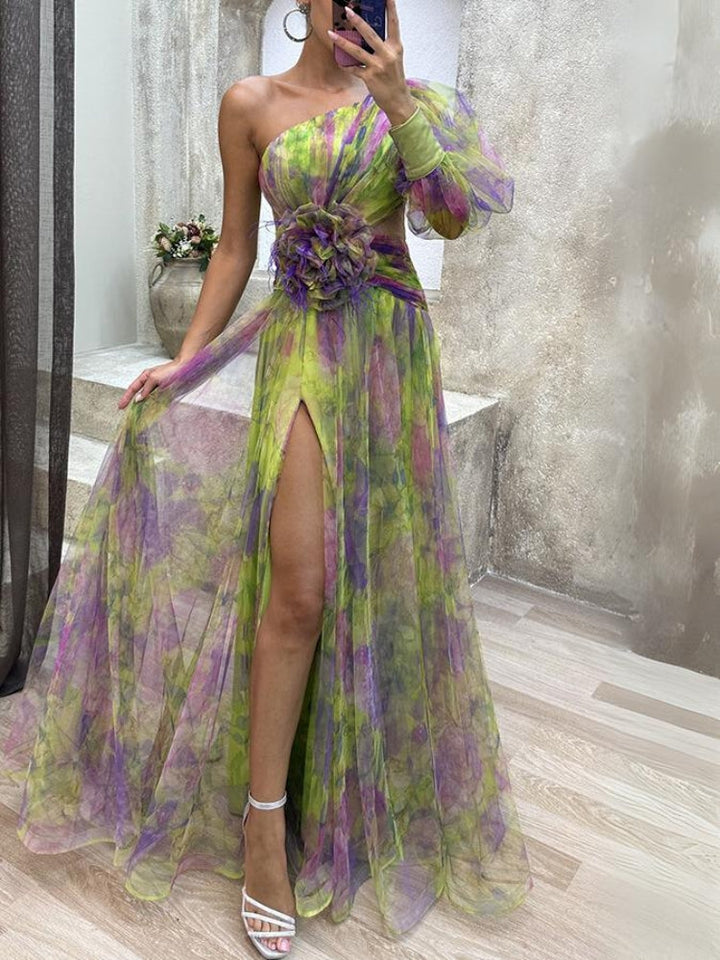 Maria™ - Floral Asymmetrical Maxi Dress