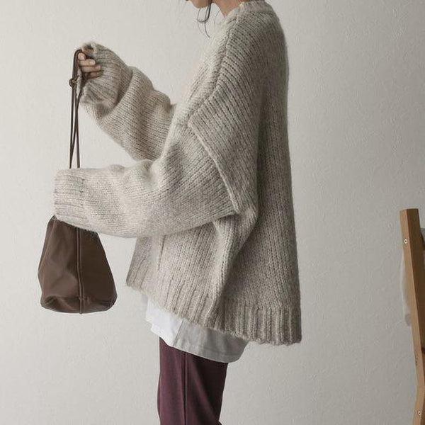Sophie™ - Oversized Ivory Pocket Front Jumper