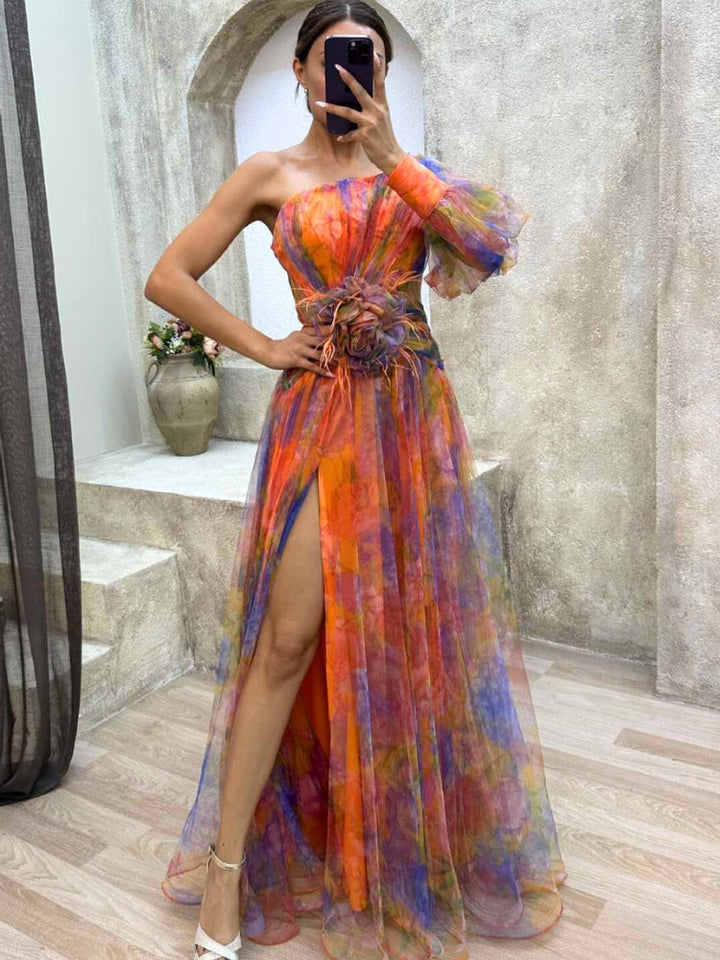 Maria™ - Floral Asymmetrical Maxi Dress