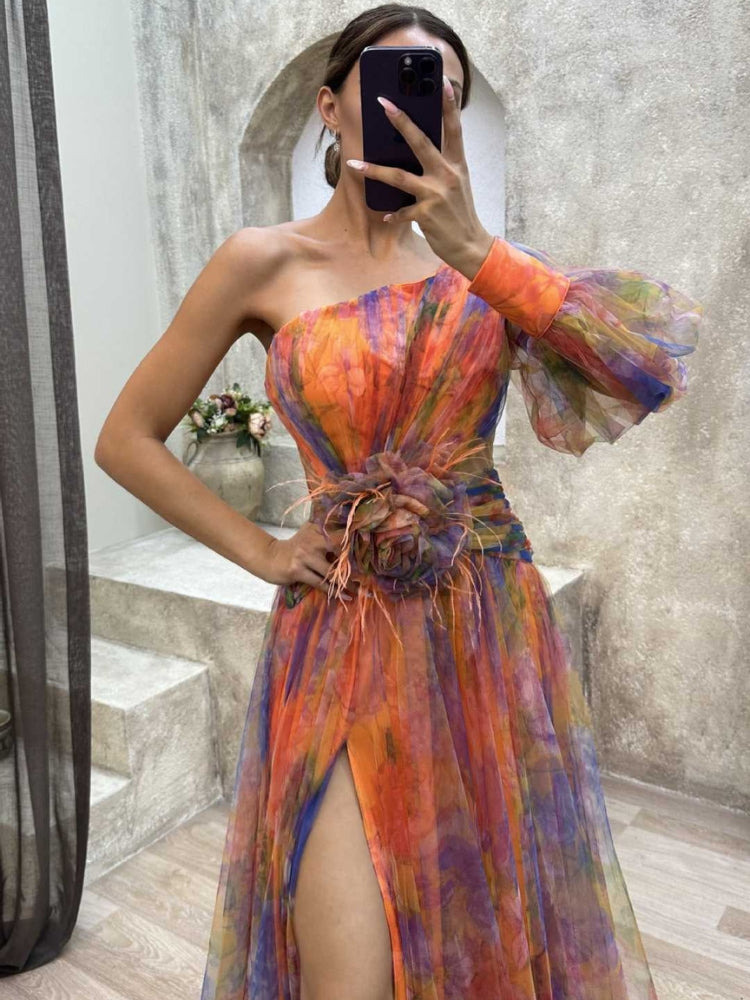 Maria™ - Floral Asymmetrical Maxi Dress