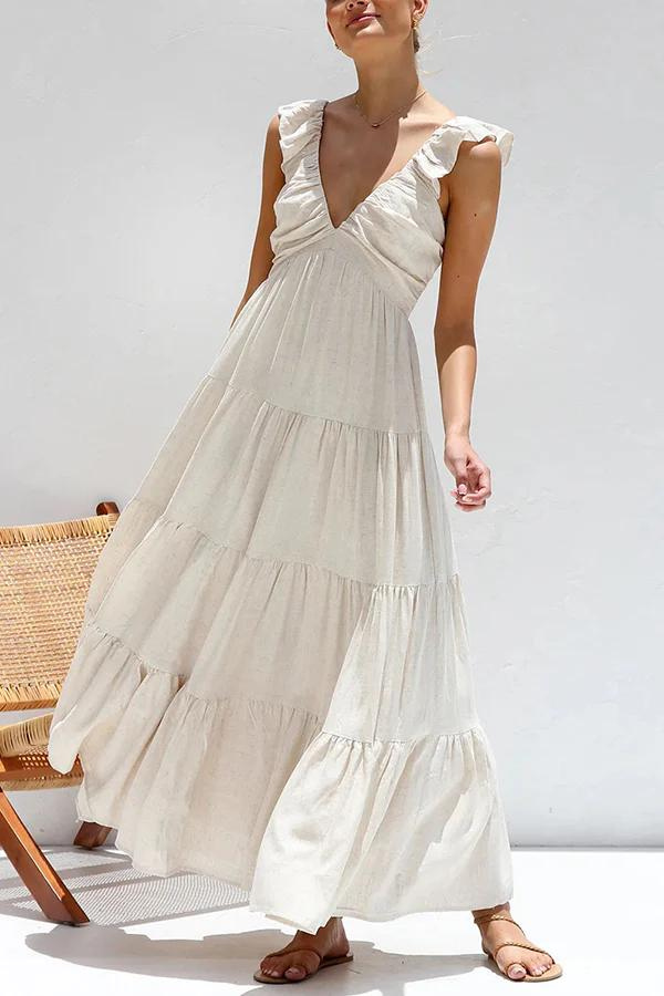 Rianah™ - Sophisticated V-Neck Maxi Dress