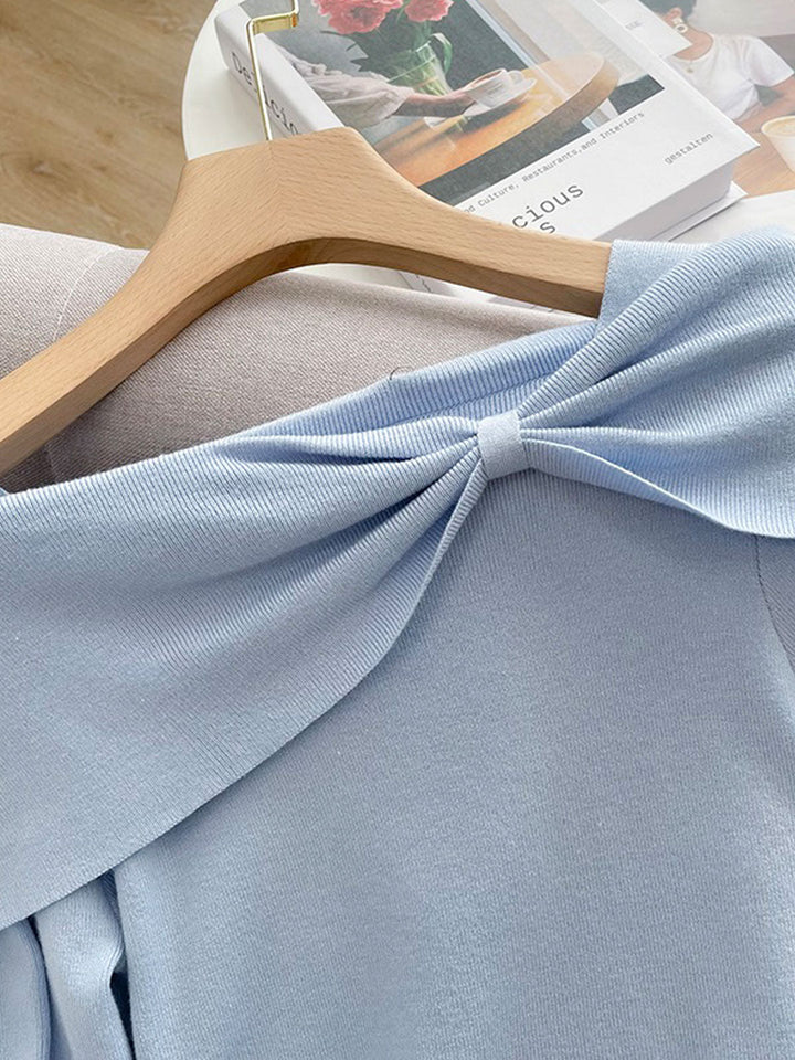 Olivia™ - Off-Neck Bow Knitted Jumper