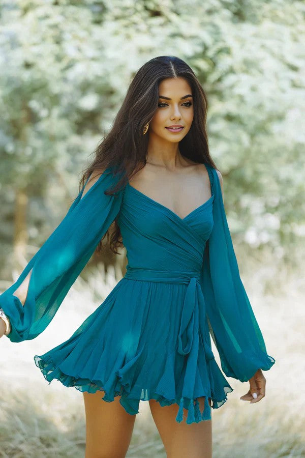 Gemma™ - Elegant Mini Dress with Lantern Sleeves