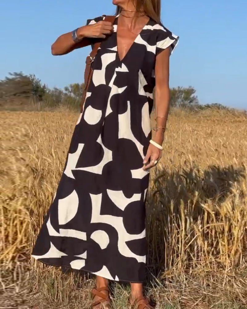 Miranda™ - Printed V-neck Maxi Dress