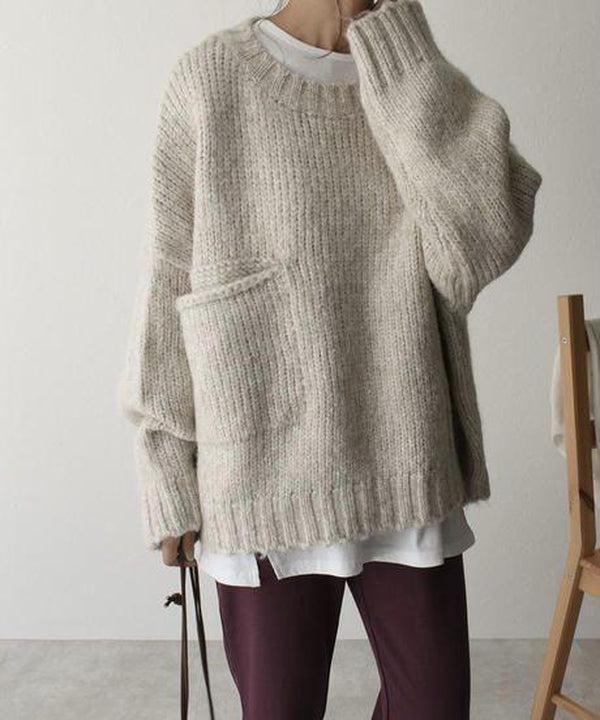 Sophie™ - Oversized Ivory Pocket Front Jumper