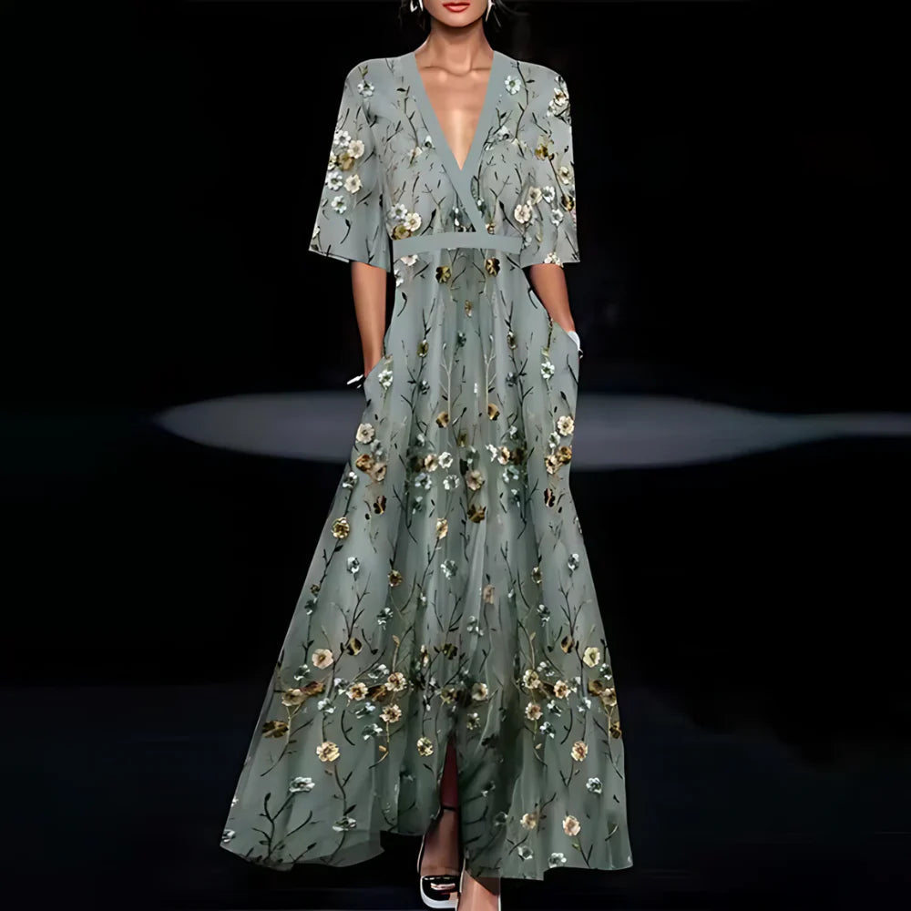 Margaret™ - Elegant Floral Wrap Dress