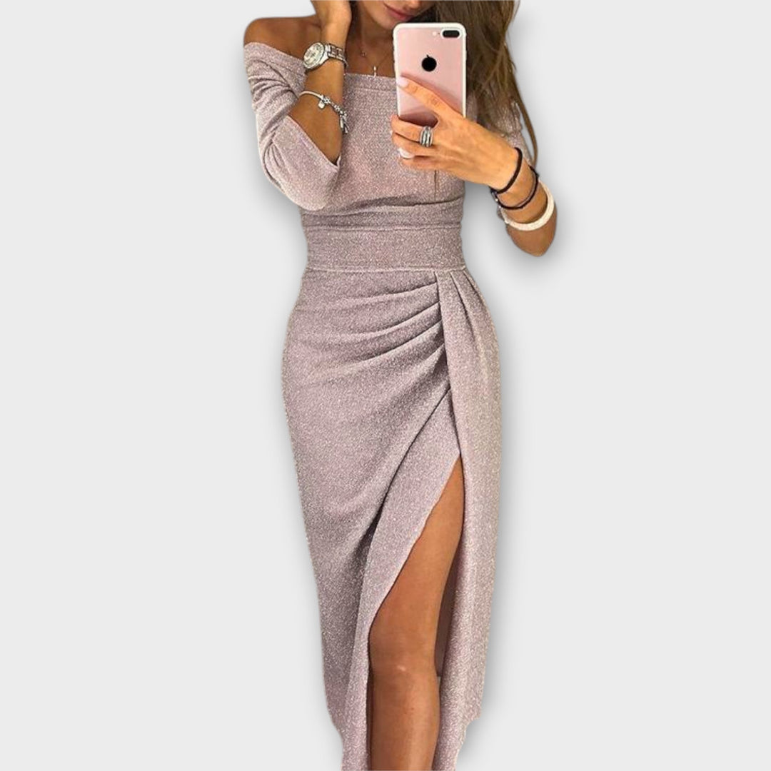 Elspeth™ - Chic Off-Shoulder Elegance Dress