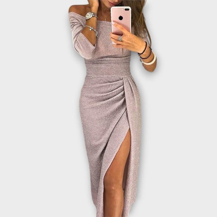 Elspeth™ - Chic Off-Shoulder Elegance Dress