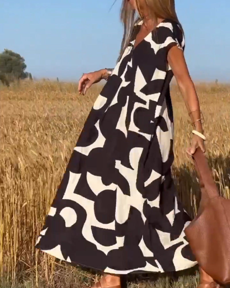 Miranda™ - Printed V-neck Maxi Dress
