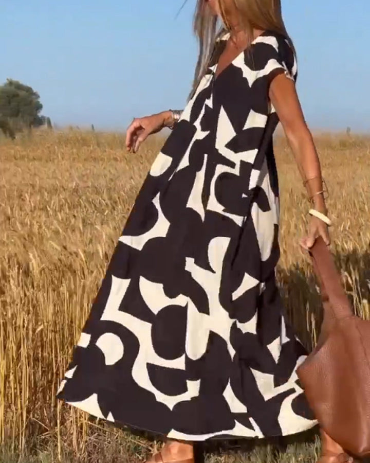 Miranda™ - Printed V-neck Maxi Dress