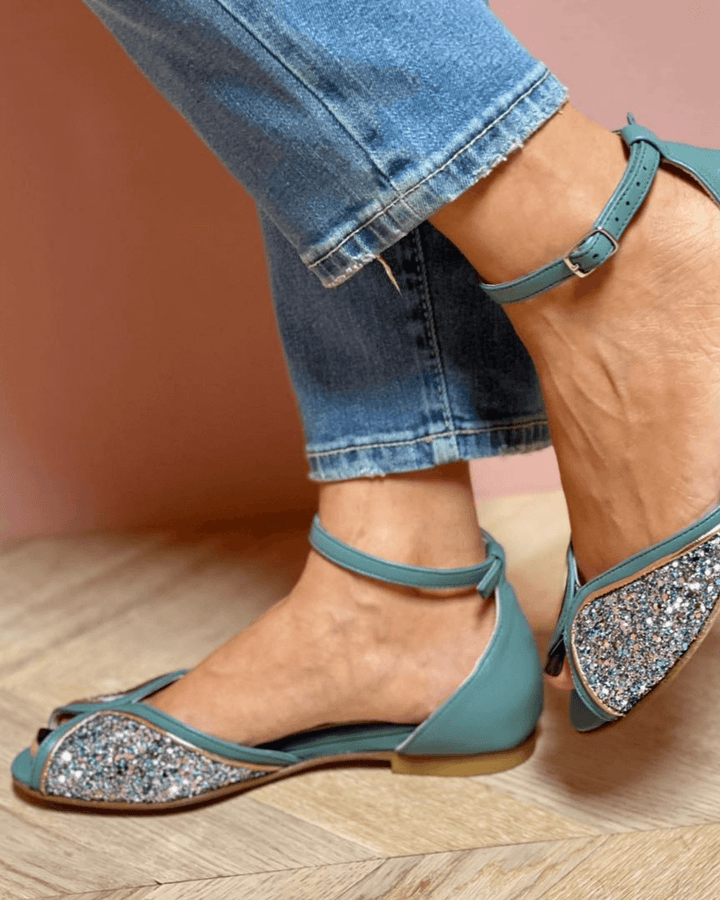 BRIGITTA | Elegant Low Glitter Sandals Perfect for Any Occasion