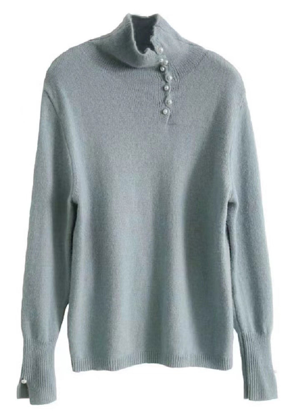 Janet™ - Vintage Buttoned Turtleneck Knitted Jumper