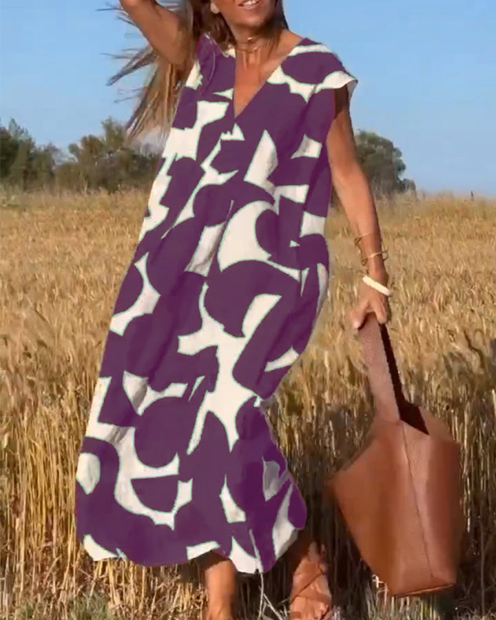 Miranda™ - Printed V-neck Maxi Dress