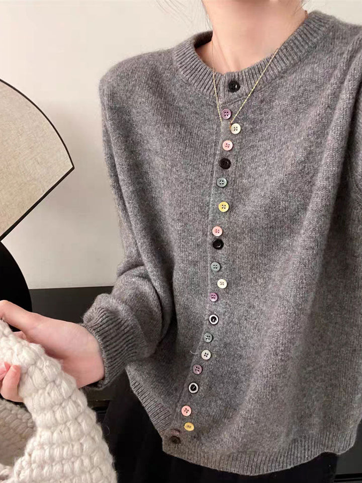 Beatrice™ - Classic Crew Neck Buttoned Knitted Cardigan