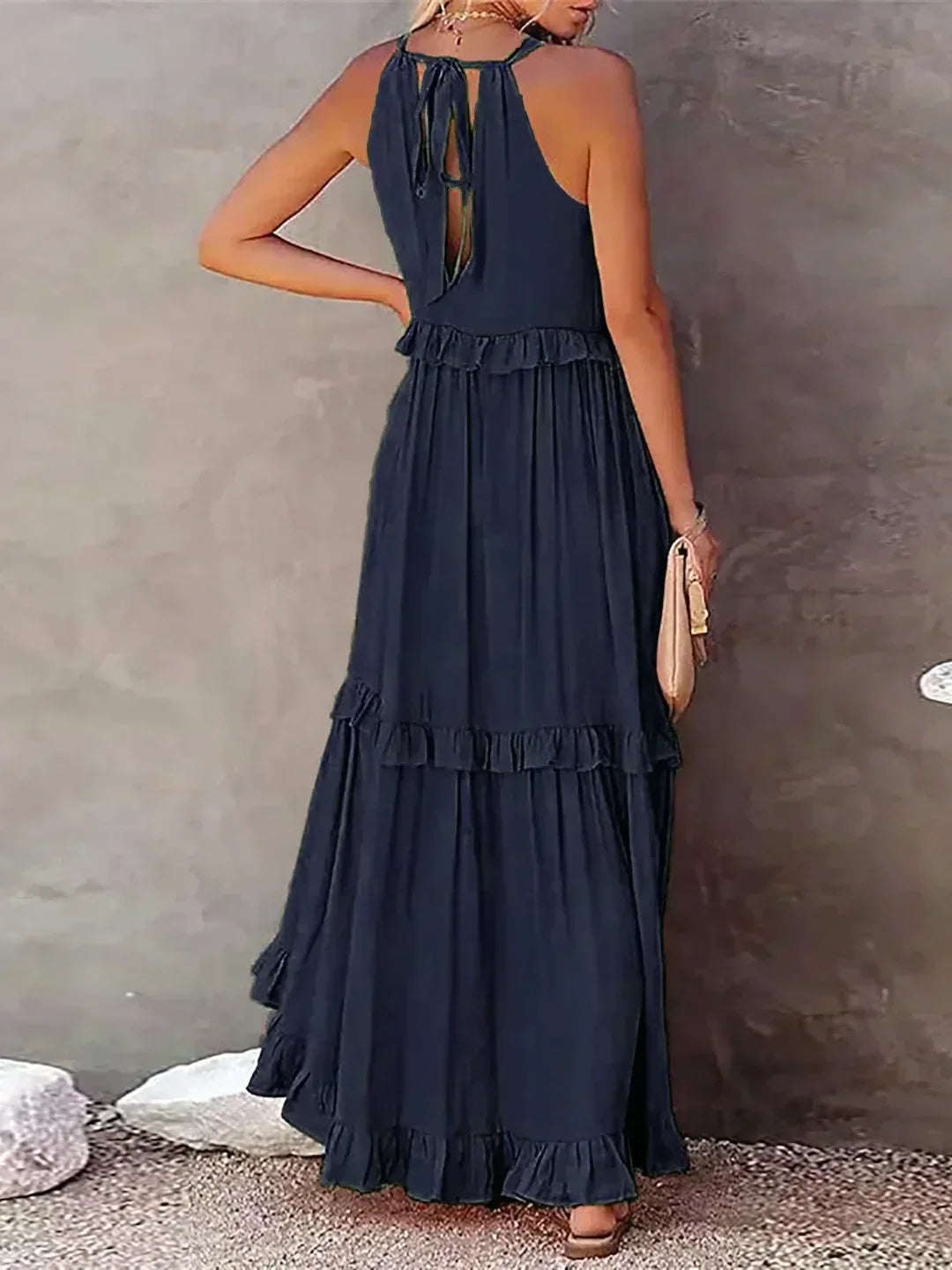 Athena™ - Halter Ruffle Maxi Dress