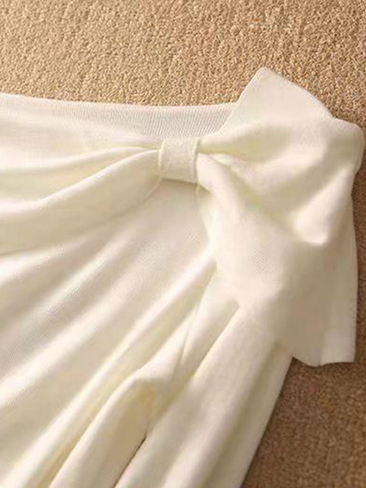 Olivia™ - Off-Neck Bow Knitted Jumper