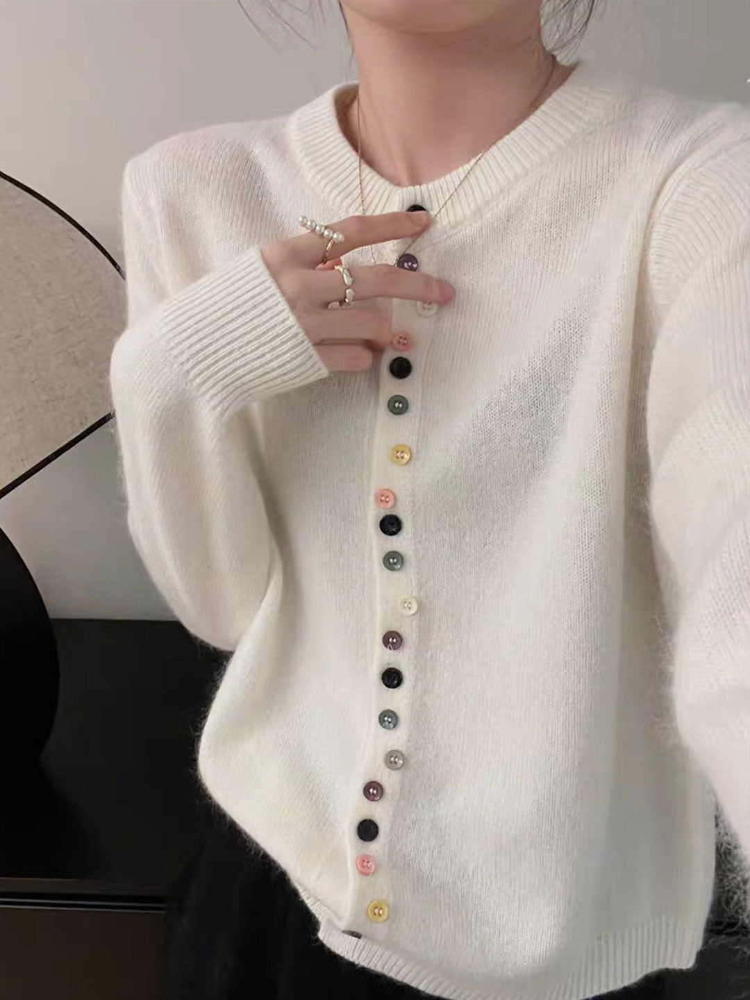 Beatrice™ - Classic Crew Neck Buttoned Knitted Cardigan