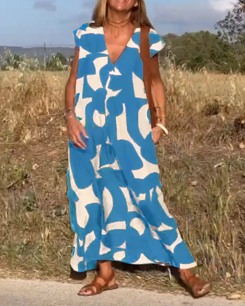 Miranda™ - Printed V-neck Maxi Dress