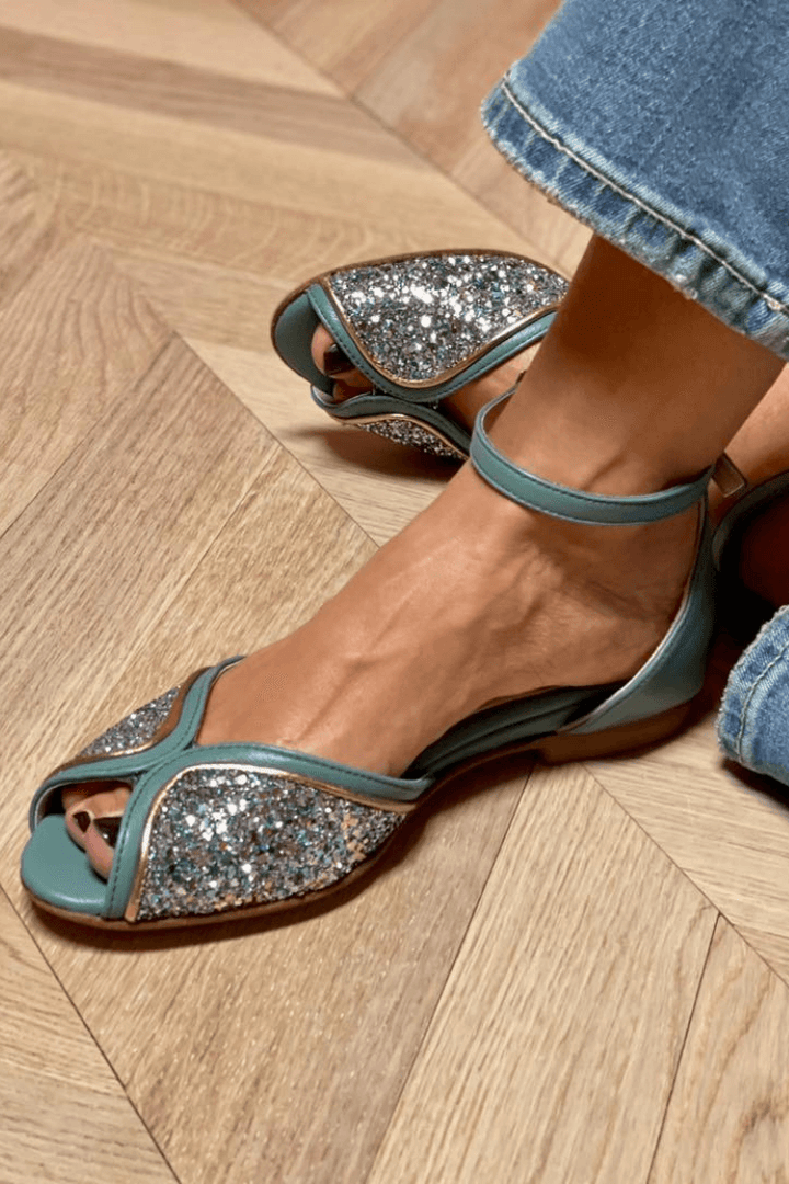 BRIGITTA | Elegant Low Glitter Sandals Perfect for Any Occasion