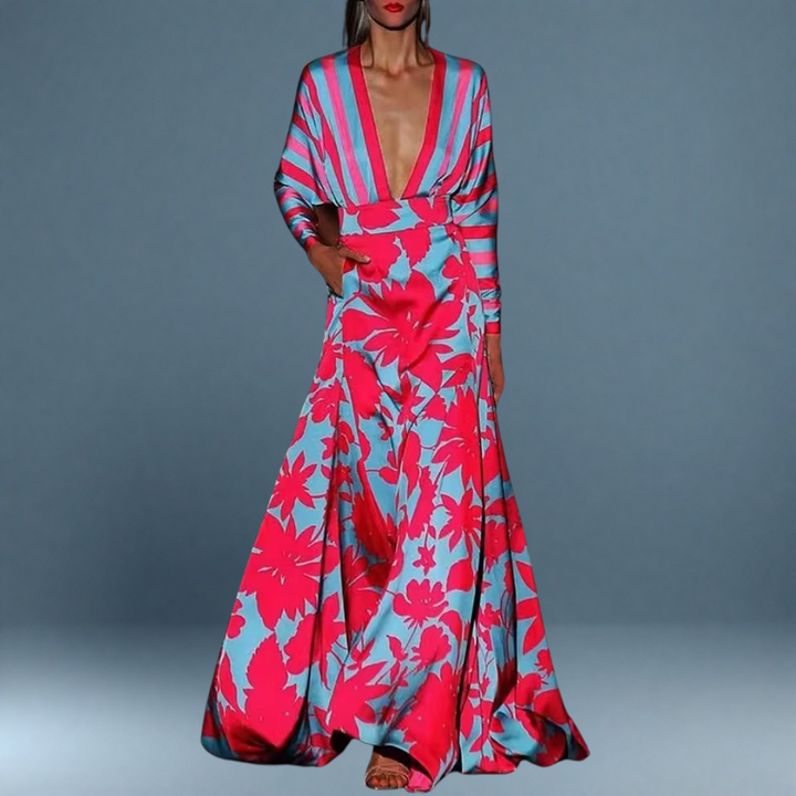 Cassidy™ - V-neck Long Sleeve Maxi Dress
