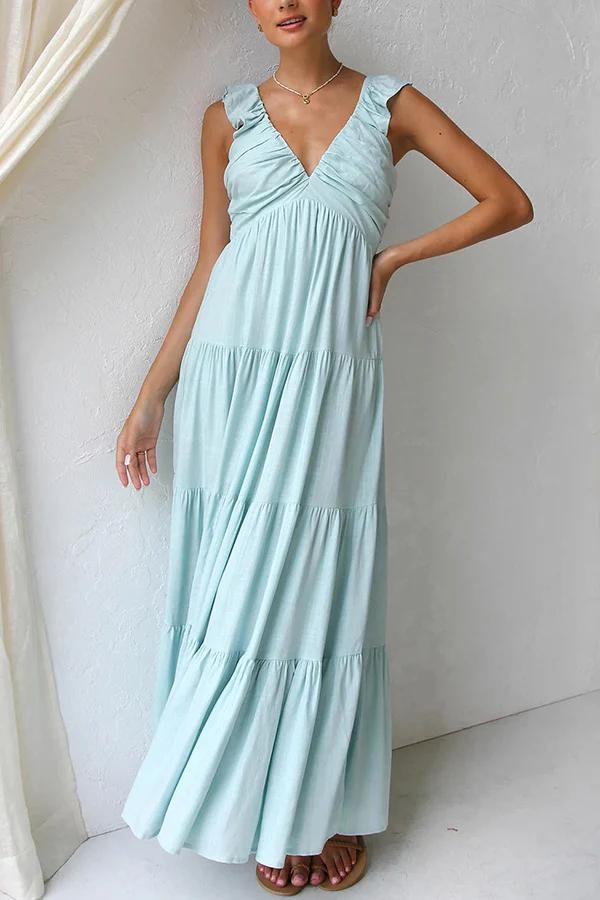 Rianah™ - Sophisticated V-Neck Maxi Dress