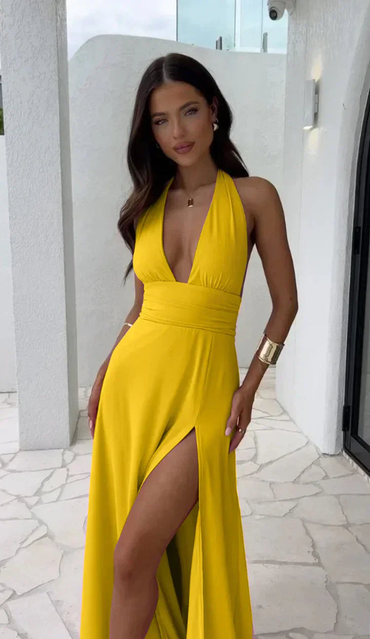 Mirasol™ - Elegant Deep V-neck Dress with Slits