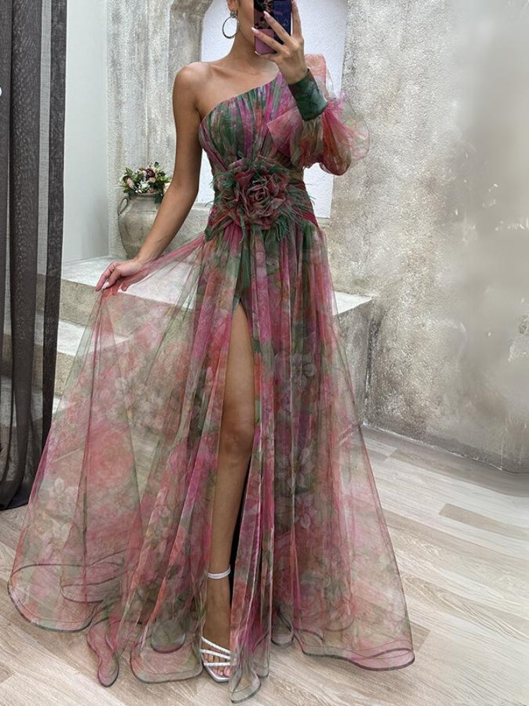 Maria™ - Floral Asymmetrical Maxi Dress