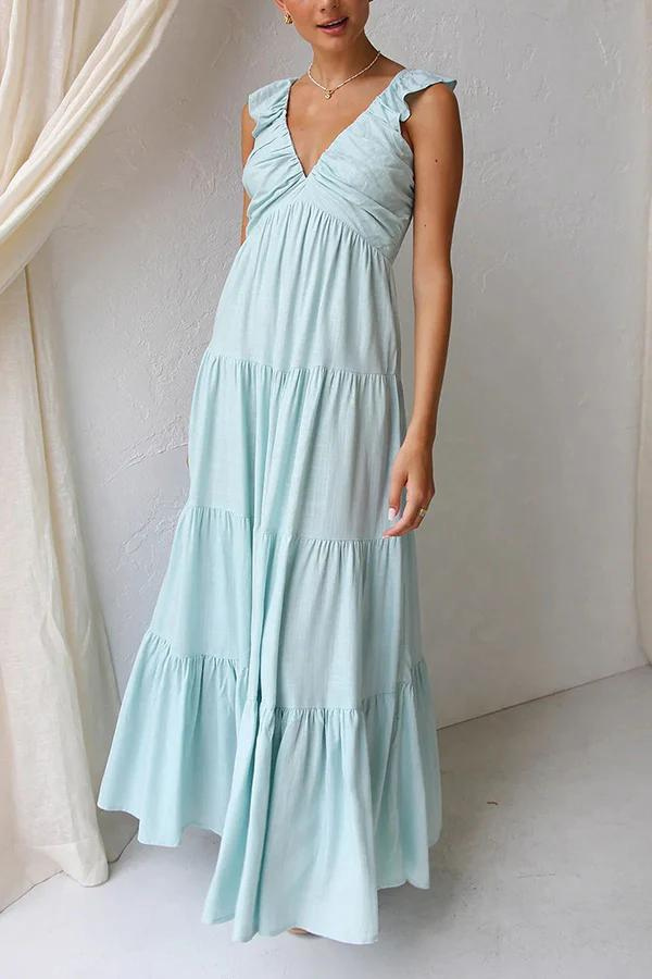 Rianah™ - Sophisticated V-Neck Maxi Dress