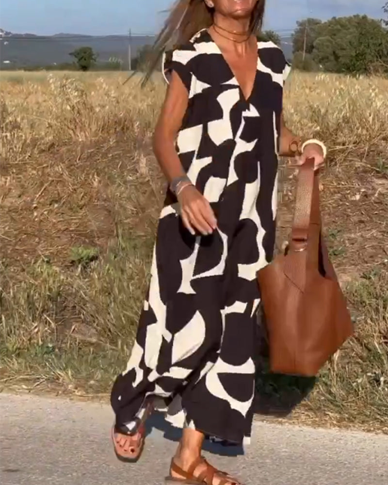 Miranda™ - Printed V-neck Maxi Dress